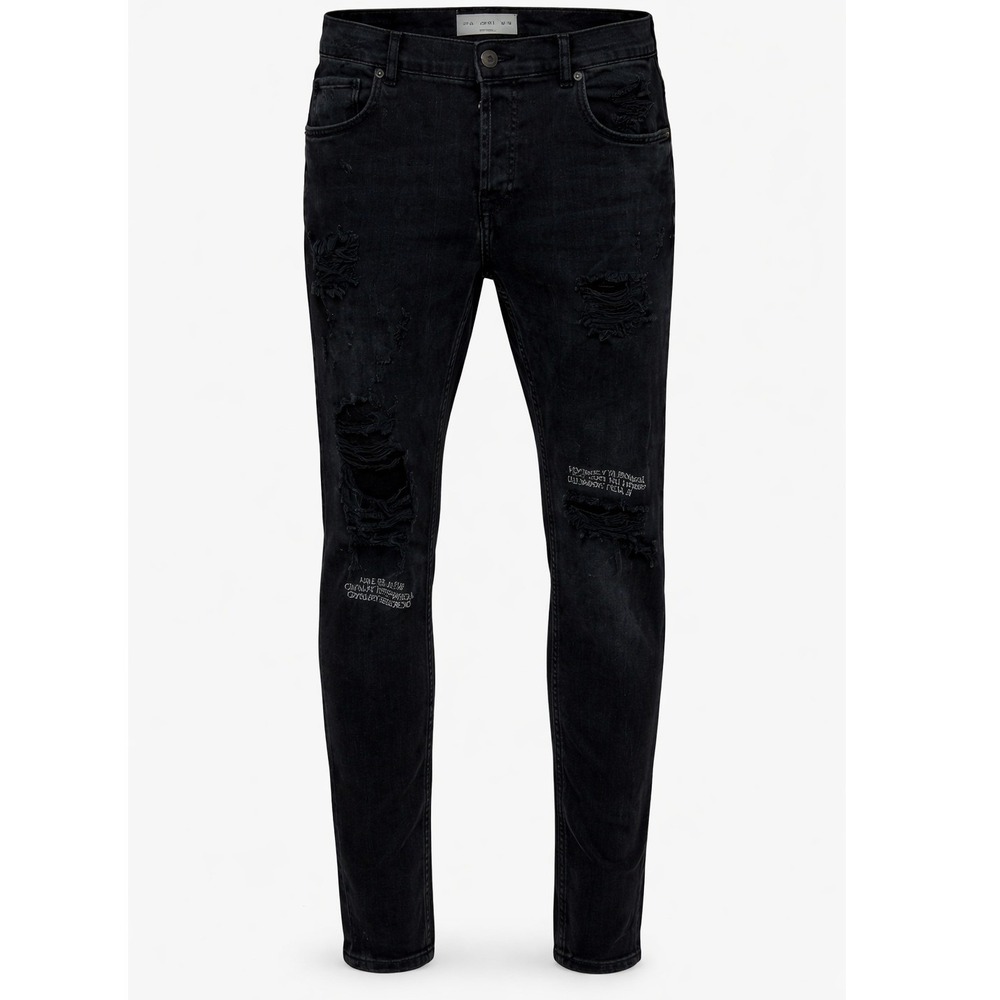 Zara Man‎ Black Distressed Jeans Mens 34 Slim Fit Ripped Streetwear Denim